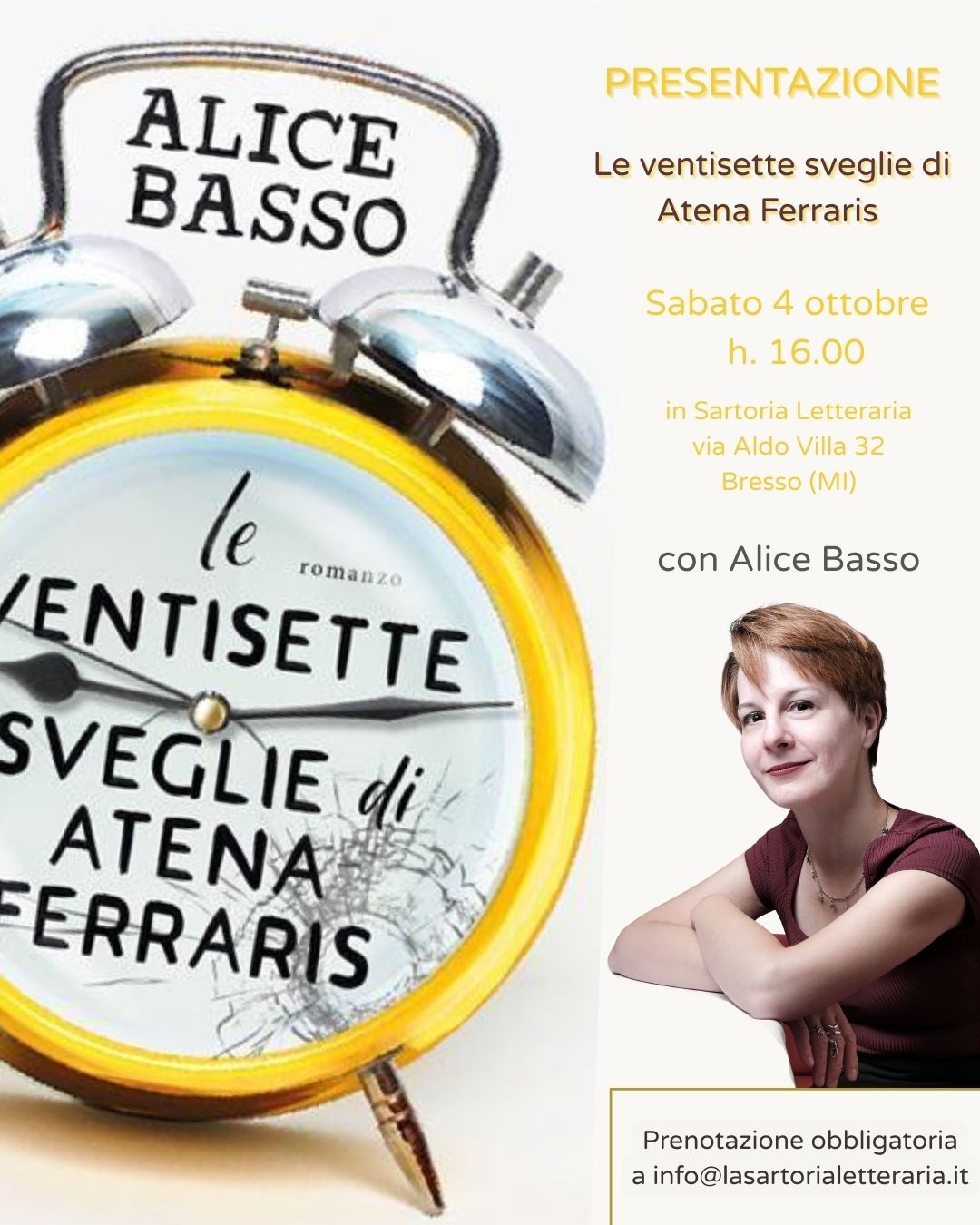“Le ventisette sveglie di Atena Ferraris” – Alice Basso in libreria